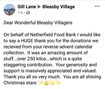  - A Huge Thank You from Netherfield Food Bank